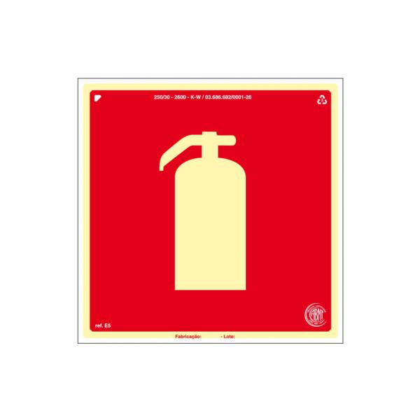 Placa fotoluminescente extintor de PVC 20x20cm