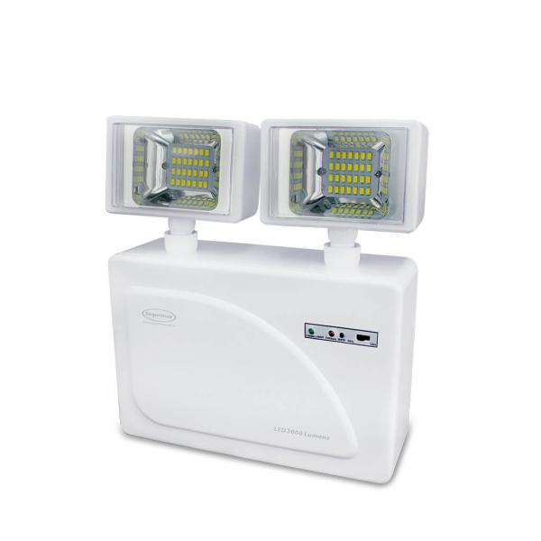 Bloco de iluminação de emergência autônoma LED 2 faróis 3000 lúmens