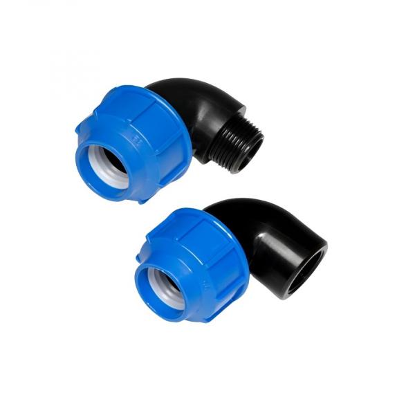 Cotovelo Adaptador de Compressão PP para PEAD - Rosca Macho ou Rosca Fêmea